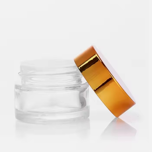 5g 10g 15g 20g 30g 50g 100g glass cosmetic jar with gold and silver lid