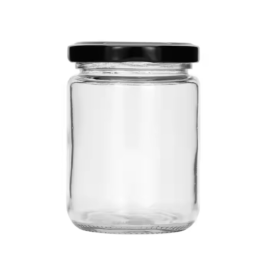 Wholesale Empty Wide Mouth 450ml Round Glass Jar for Coconut Oil Honey Peanut Butter wiht metal lids