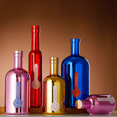 Customized Colored Electroplating Wine Glass Bottles for Vodka Whisky