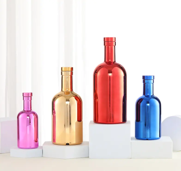 Customized Colored Electroplating Wine Glass Bottles for Vodka Whisky