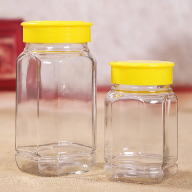 Wholesale 380ml 730ml Clear Empty Octagonal Glass Honey Jar Pickles Jam Glass Container