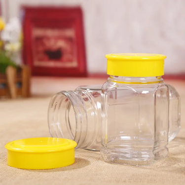 Wholesale 380ml 730ml Clear Empty Octagonal Glass Honey Jar Pickles Jam Glass Container