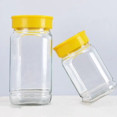 Wholesale 380ml 730ml Clear Empty Octagonal Glass Honey Jar Pickles Jam Glass Container