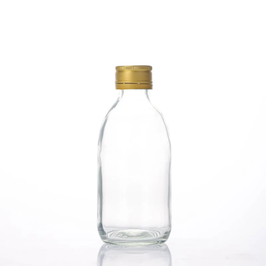 Wholesale Transparent medical bottle oral liquid bottle syrup glass bottles with metal screw lid