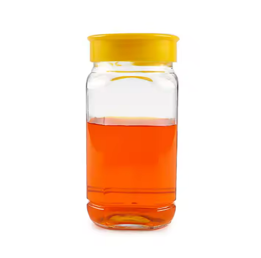 wholesale 1000g 730ml Clear Empty Honey Pot Glass Honey Jar  With Yellow Plastic Cap ﻿