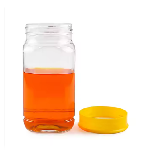 wholesale 1000g 730ml Clear Empty Honey Pot Glass Honey Jar  With Yellow Plastic Cap ﻿