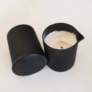 6oz Matte Black Pour Spout Glass Candle Container Frosty Surface Candle Jar With Lid