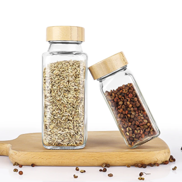 Wholesale 120ml 180ml 270ml Salt Pepper Glass Seasoning Bottle Containers With Bamboo Lid