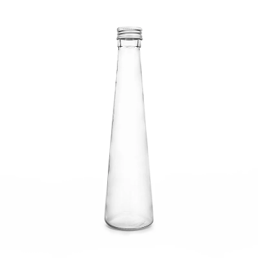 250ml 330ml hot sale taper type glass juice bottle beverage glass bottle with screw cap