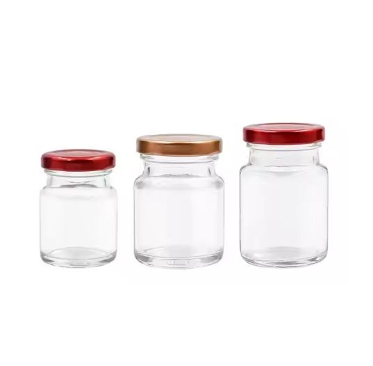 long neck brimful capacity 65ml 85ml 115ml round clear canned food honey glass jar with tinplate lid