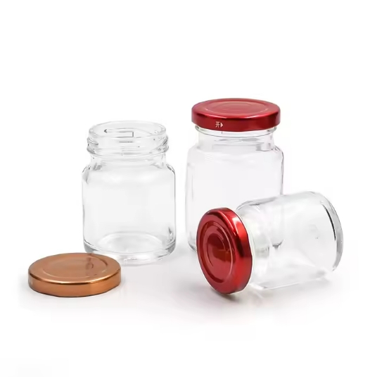 long neck brimful capacity 65ml 85ml 115ml round clear canned food honey glass jar with tinplate lid