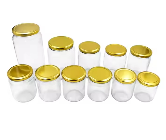 Hot sale factory free sample round shape custom clear empty 100-1000ml glass food container storage jar with screw cover