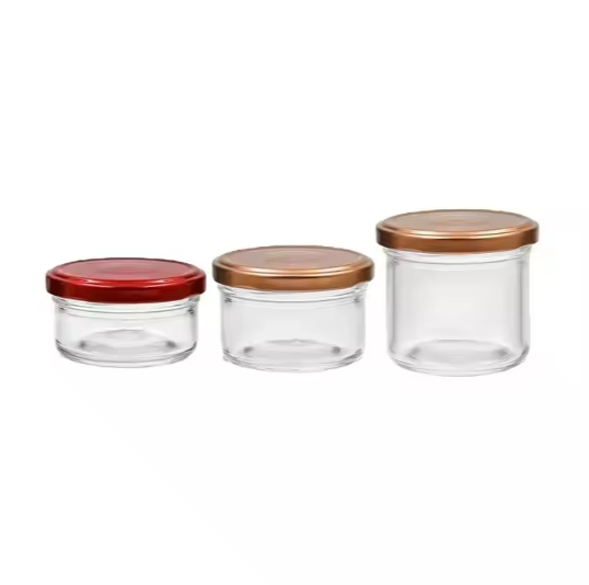 60ml 90ml 150ml food grade transparent tinplate lid round glass jar bottle for chili sauce honey jam