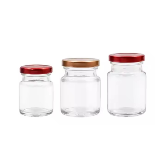 long neck brimful capacity 65ml 85ml 115ml round clear canned food honey glass jar with tinplate lid