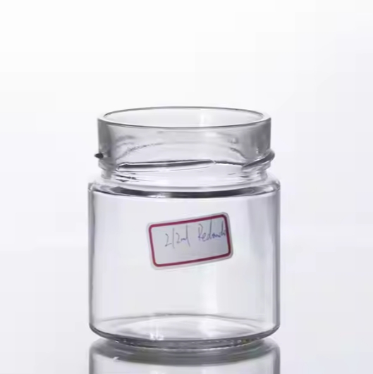 Hot Filling Black Metal Deep Lid Straight Sided Food Package Container Chutney Peanut Butter Ergo Glass Jar 314 ml