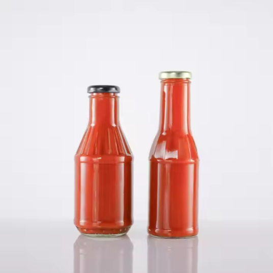 Customization Round Glass Clear 500ml 16oz Stout BBQ Pasta Sauce Bottles with Sealed Tinplate Lid