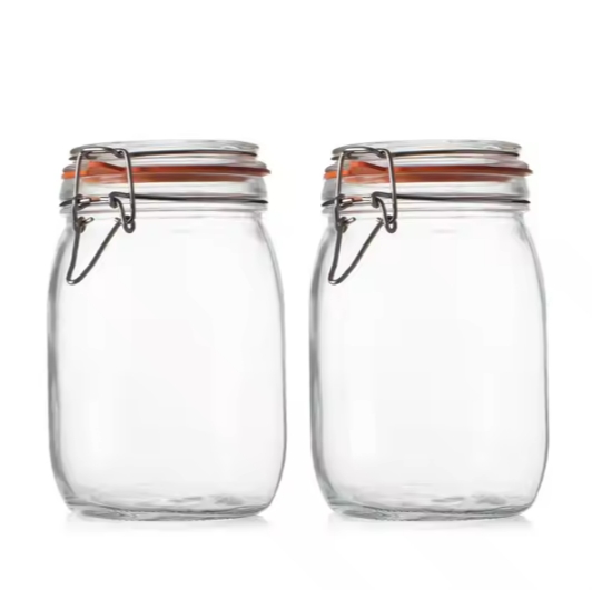 wholesale High quality 750 ml empty glass jar Kimchi storage jar with clip lid