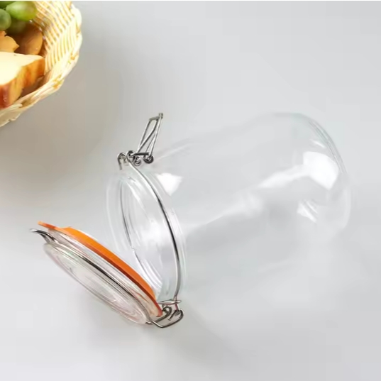 wholesale High quality 750 ml empty glass jar Kimchi storage jar with clip lid