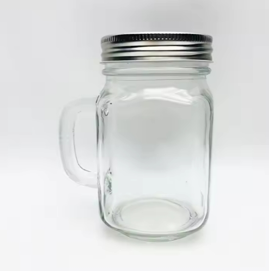 480ml glass tea cup mason jar with handle glass drinking botella de vidrio