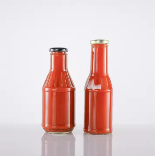 Customization Various Round Glass Clear 500ml 16oz Stout BBQ Pasta Sauce Bottles with Sealed Tinplate Lid