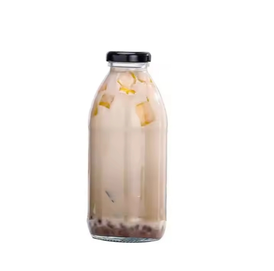 Cheap 300ml 350ml 500ml Empty Round Glass Coffee Juice Milk Bottle With Metal Screw Cap