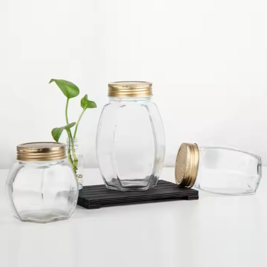 500g 1000g Cheap Unique Glass Honey Packaging Jar With Tin Or Plastic Lid