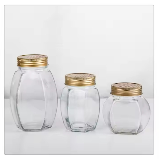 500g 1000g Cheap Unique Glass Honey Packaging Jar With Tin Or Plastic Lid