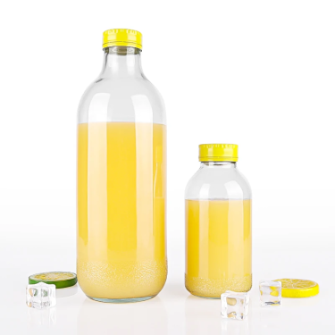 300ml 1000ml Transparent Bottom Embossing Juice Milk Soft Glass Beverage Bottles With Aluminum Lids