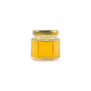 45ml Mini Clear Empty Hexagon Honey Jam Dressing Glass Jars Food Storage Glass Containers With Lid