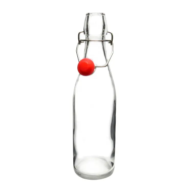 Various sizes clear glass beverage bottles for juice beer kombucha with swing tops