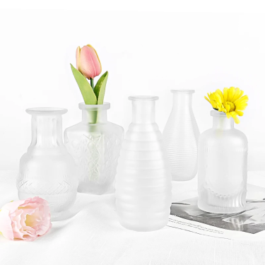 Frosted Transparent Frosted Glass Bud Flower Vase Reed Diffuser Glass Bottle