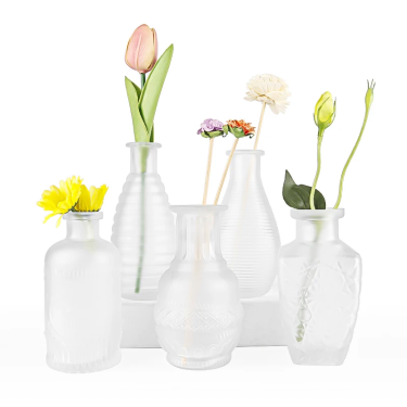 Frosted Transparent Frosted Glass Bud Flower Vase Reed Diffuser Glass Bottle