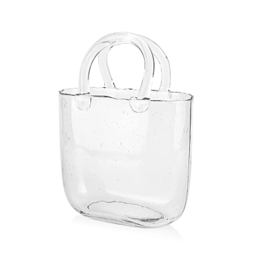 Luxury Home Decor Creative Clear Handbag Glass Flower Vase