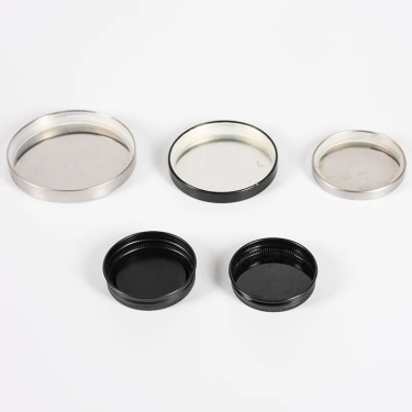 Wholesale different style aluminum lids black golden siliver metal screw caps for glass bottles