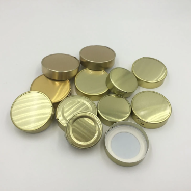 High quality 38mm 48mm bird nest clam oil light gold color glass jar lid easy open tear-off metal lid