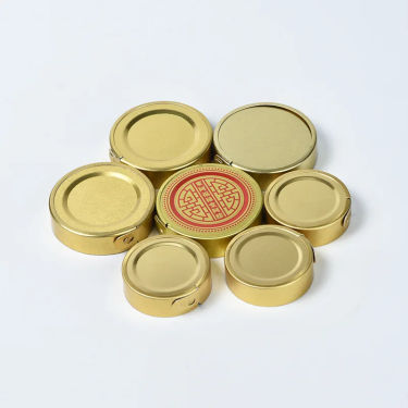 High quality 38mm 48mm bird nest clam oil light gold color glass jar lid easy open tear-off metal lid