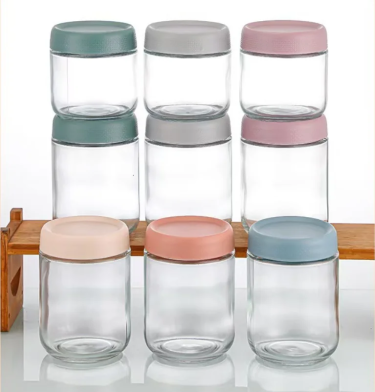 Wholesale Clear Glass Kitchen Canister Container Food Storage Jar With Plastic Lid