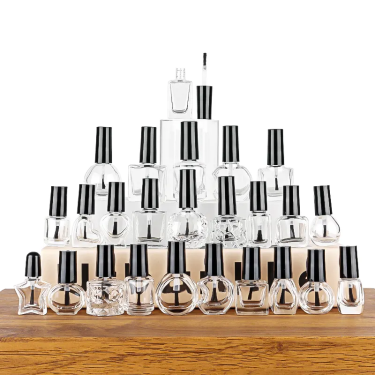 Factory wholesale creative shape clear empty glass nail polish bottles with brush and cap