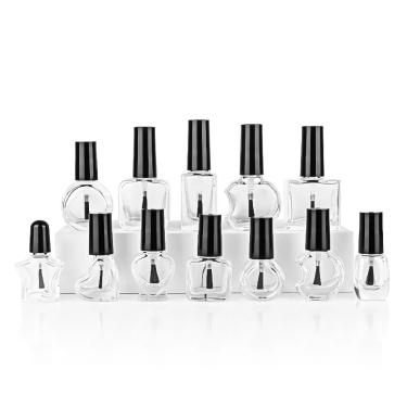 Factory wholesale creative shape clear empty glass nail polish bottles with brush and cap