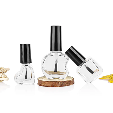 Factory wholesale creative shape clear empty glass nail polish bottles with brush and cap