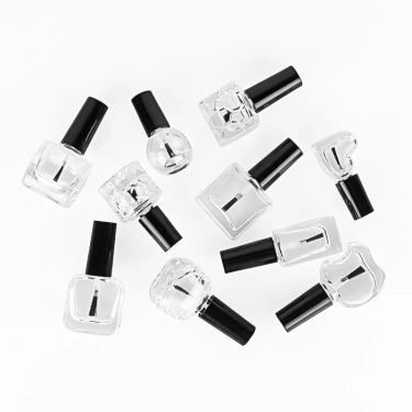 Factory wholesale creative shape clear empty glass nail polish bottles with brush and cap