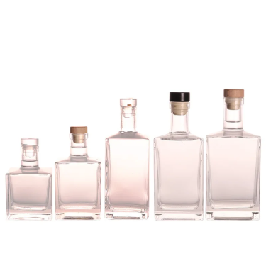 Wholesale Clear Empty 250ml 500ml 750ml Square Vodka Tequila Gin Glass Wine Bottle