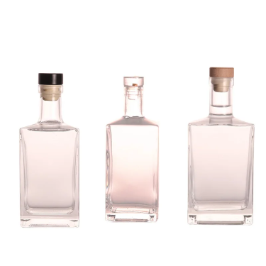 Wholesale Clear Empty 250ml 500ml 750ml Square Vodka Tequila Gin Glass Wine Bottle