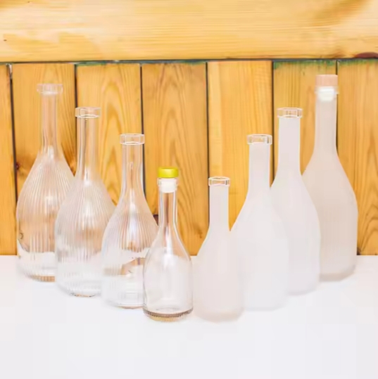 Inventory Wholesale Clear Grain Empty Glass Wine Bottle Fruit Wine 375ml Wine Bottle 250ml 375ml 500ml