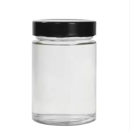 Glass Jar Supplier Wholesale Airtight Round Glass Food Grade Storage Pickles Honey Jars With Deep Metal Caps Lids