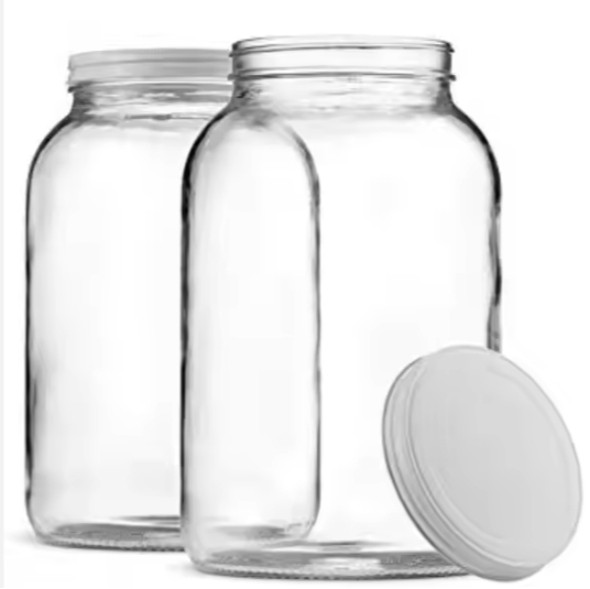 1 Gallon 4L Glass Mason Jar Wide Mouth with Airtight Metal Lid Safe for Fermenting Kombucha Kefir Pickles Storage