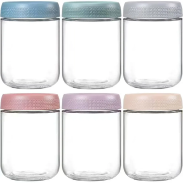 Wholesale 16oz Food Cereal Snacks Glass Containers Pudding Yogurt Storage Glass Jar