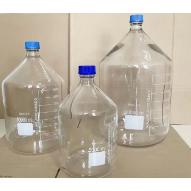 1L 2L 3L 5L 10L 20L Large Clear Amber Laboratory Glass Reagent Bottle with Plastic Lid