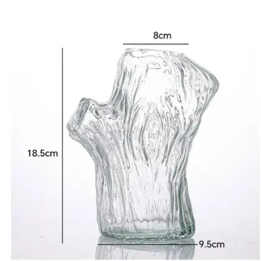 Unique Stump Shape Transparent Gray Flower Vases Home Decoration Glass Vase