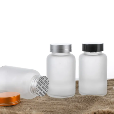 Empty Clear Frosted Glass Medical Pill Tablet Container Glass Capsule Bottle with Lid